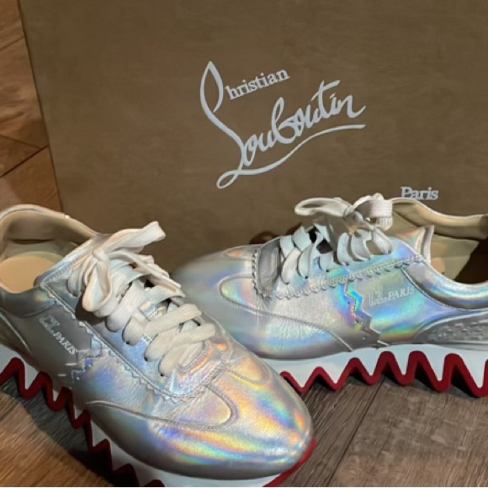 Christian Louboutin Iridescent Sneakers with Red Soles